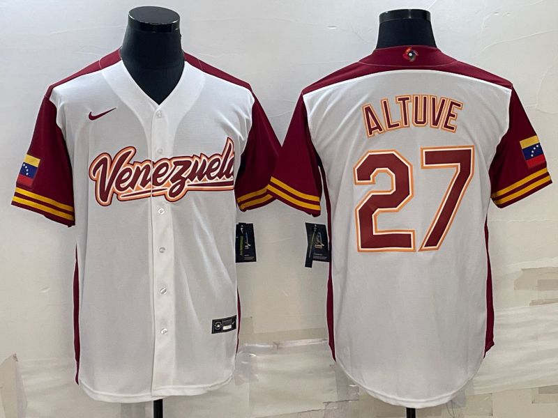 Men 2023 World Cub Venezuela #27 Altuve White Nike MLB Jersey6->more jerseys->NBA Jersey